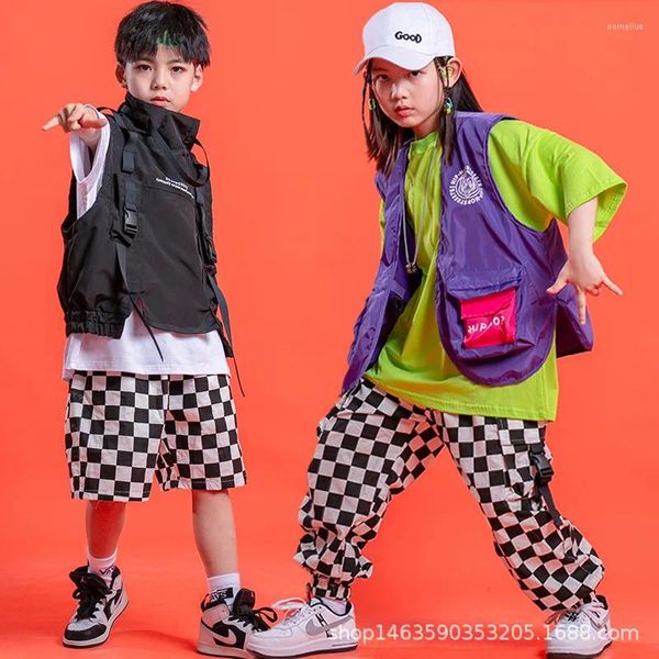 Escenario desgaste moda camiseta pantalones chaqueta niños salón de baile baile callejero jazz hip hop disfraces para niñas niños ropa de baile ropa de baile