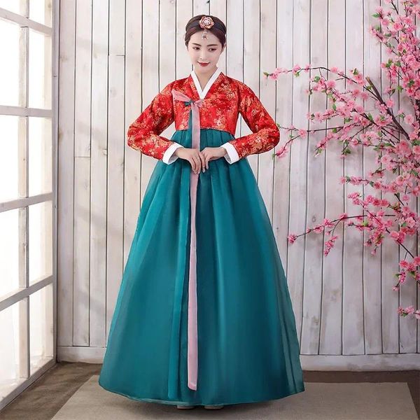 Escenario desgaste femenino tradicional coreano hanbok vestido folk danza traje corea sl2062