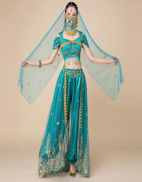 Festival des vêtements de scène Arabian Princess Costumes Dance indienne broder Bollywood Jasmine Costume Party Cosplay Fancy tenue 2211223019460