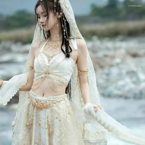 Stage Wear Festival Outfit Femmes Princesse Beauté Costume Chinois Danse Folklorique Robe Blanche Robes De Soirée De Luxe 2023 Vêtements Hanfu