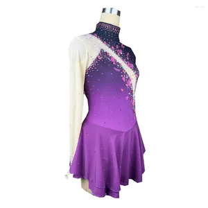 Robe de patinage artistique pour filles, tenue de scène, en spandex, Costume de danse latine, compétition