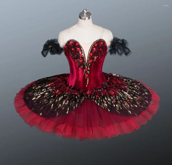 Etapa desgaste mano de obra fina alta calidad tamaño personalizado 12 capas mujeres niñas rendimiento traje rojo negro cisne lago ballet tutu