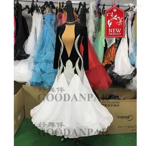 Stage Wear Flamenco Ballroom Dance Concours Robes Jurken Abiti Danze Standard Donn pour Danse Valse Costume Blanc