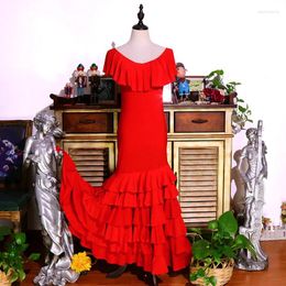 Stage Wear Flamenco Dance Vêtements Marque Vente Espagne Rouge Multi-Couches Jupe À Volants GI04