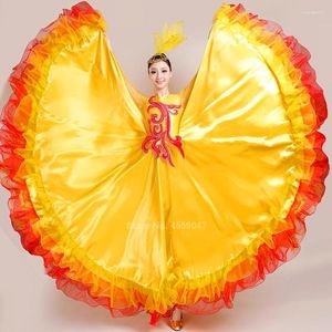 Desgaste de la etapa Faldas de baile flamenco Carnaval español Ropa de actuación Traje Falda gitana Mujer Encaje Bigdance España Vestido de coro