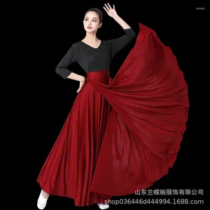 Jupe de flamenco porter sur scène pour les femmes de danse espagnole robe longue Big Swing Gradient Color Performance Gypsy