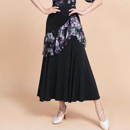 Falda de diseño de línea de loto Floral para mujer, vestido de baile latino para mujer, ropa de baile de salón Samba Rumba F2070