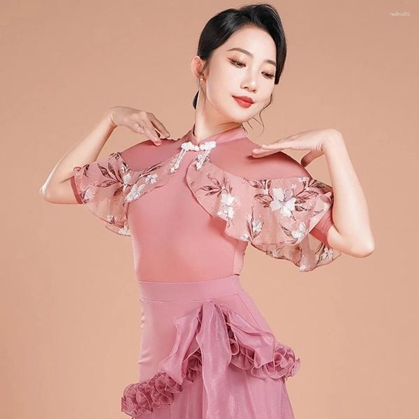 STAGE PEUR FLORA LOTUS LOTUS BodySuit Latin Dance Dance Robe Femme Costume Performance Belly Modern Dancing Robes F1130