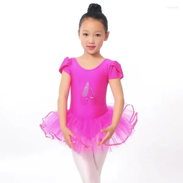 Stage Wear Flower Girls Robe de ballet pour enfants Fille Vêtements de danse Costumes pour enfants Justaucorps Dancewear 3 couleurs