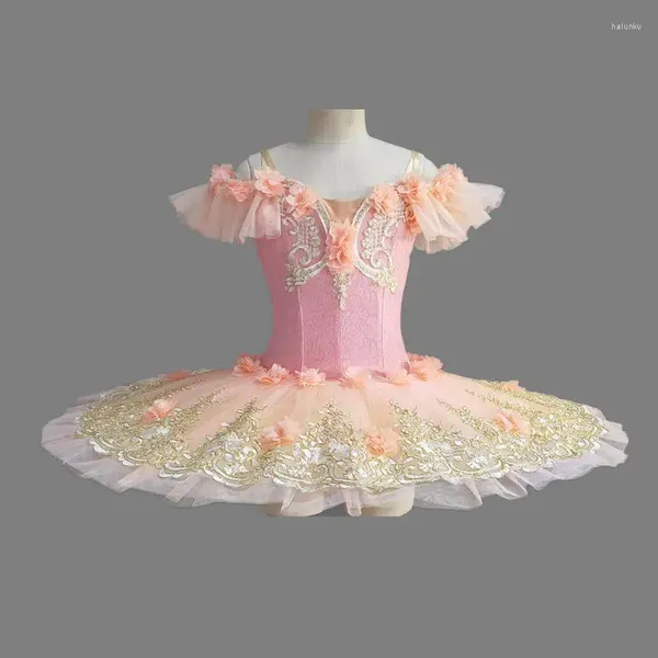 Stage Wear Flower Girls Professional Ballet Tutu Robe Adulte Enfants Femmes Plateau Pancake Swan Lake Ballerina Costume de danse