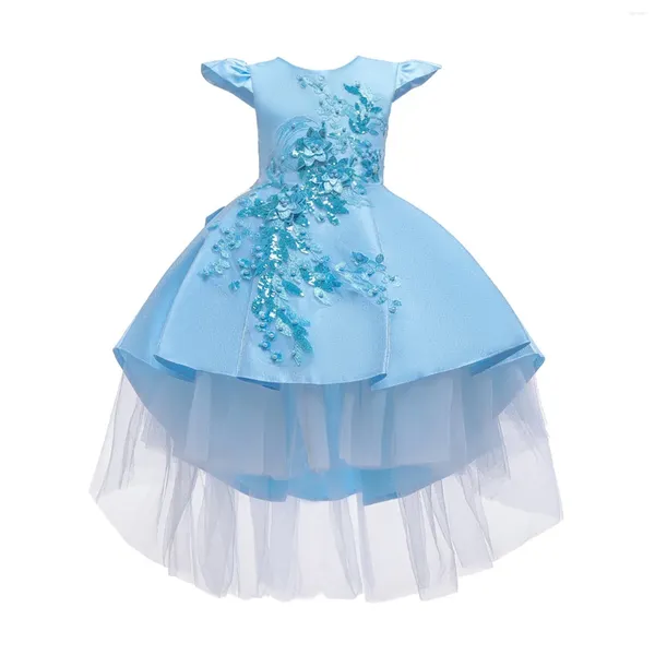 Etapa desgaste flor princesa vestido para niñas 1-5 años lindo bowknot pétalo ropa bebé niña vestidos bordado niño de una sola pieza