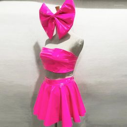 Stage Wear Fluorescentie Roze Volwassen Jazz Dancewear Kpop Outfit Nachtclub Bar Party Festival Kleding Gogo Dancer Kostuum