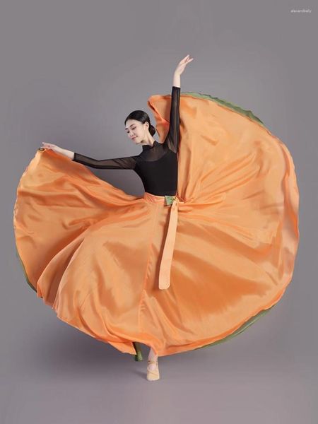 Vêtements de scène avant et arrière jupe de Ballet moderne femmes en mousseline de soie adulte Flamenco longue salle de bal danse classique