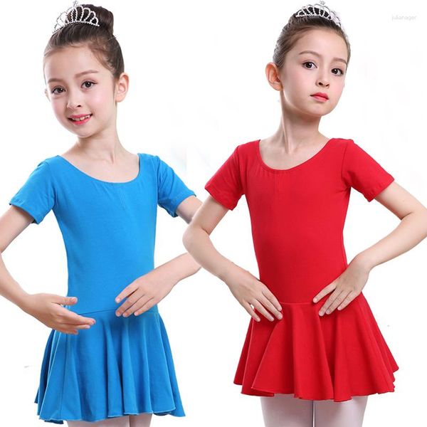 Stage Wear Fille Ballet Robe Pour Filles Ballerine À Manches Courtes Danse Gymnastique Enfant Justaucorps Body Rouge