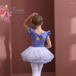 Ropa de escenario para niña, leotardo con nudo de lazo, falda tutú esponjosa, vestido de patinaje artístico, ropa de gimnasia profesional para niños, traje de baile de bailarina de Corea