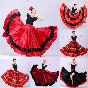 Ropa de escenario para niña, vestido de Flamenco, falda de danza del vientre de España, Vestidos de salón de baile para mujer, traje de tauromaquia de 360/540/720 grados