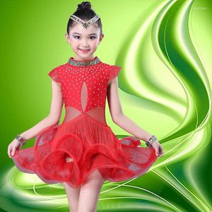 Stage Wear Girl Tassels Latin Dance Dress Children Professional Cha-cha kostuum Kids Performance Ballroom Dancing Tutu