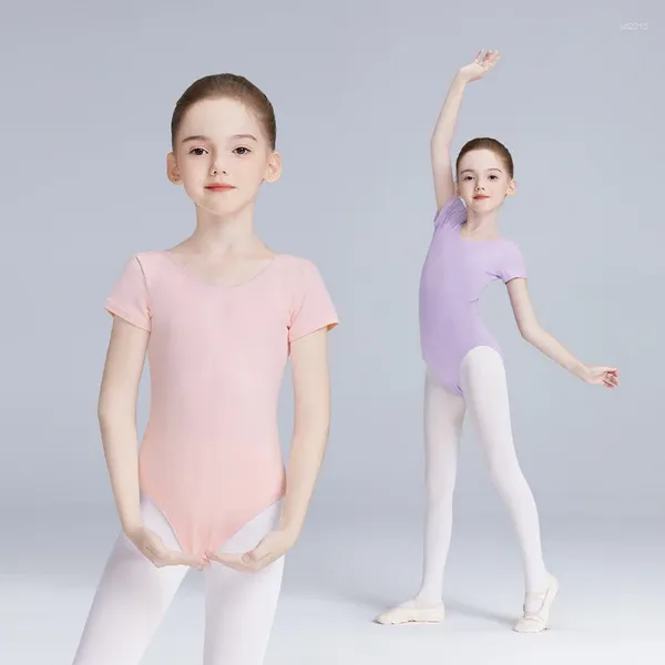 Stage Wear Filles Ballet Coton Doublé À Manches Courtes Justaucorps Dancewear Danse Enfant Enfants Body Gymnastique Ballerine Costumes