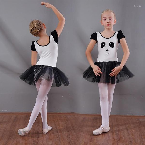 Vêtements de scène filles Ballet danse robe femme Costume de danse fille Panda Performance à manches courtes fête des enfants D0790235w