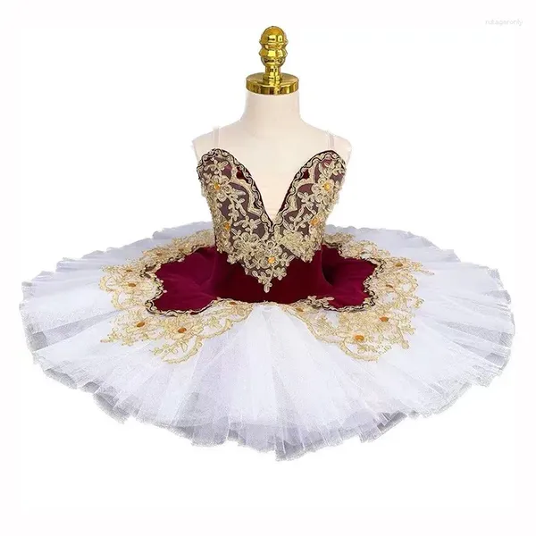 Etapa desgaste niñas ballet profesional tutú vestido niños adultos bordado cisne lago panqueque bailarina traje danza ropa traje