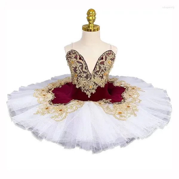 Stage Wear Filles Ballet Professionnel Tutu Robe Enfants Adulte Brodé Swan Lake Pancake Ballerine Costume Vêtements De Danse Tenue