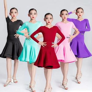 Stadiumkleding Meisjes Ballroom Latin Danskleding Kinderen Salsa Prestaties Kostuums Cha Tango Outfit Kostuum Moderne Walsjurk