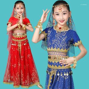 Vêtements de scène filles Costumes de danse du ventre Design robes orientales pour enfants Inde Bollywood tenue professionnelle enfants 4 Color11