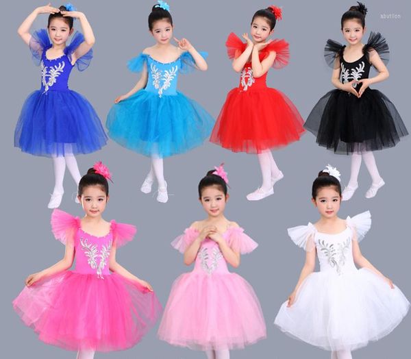 Stage Wear Filles Enfant Enfants Ballet Tutu Fille Professionnelle Ils Dancewear Costume De Danse Robe Blanc Rose Noir Cygne