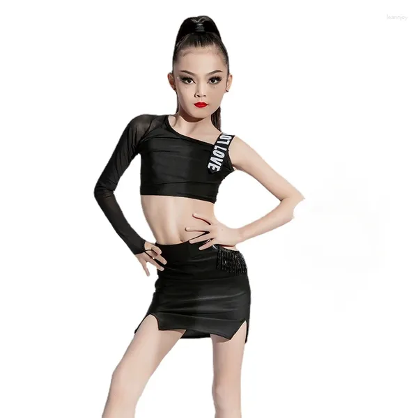 Scary Wear Girls Dance Robe tenues cha kids tango jupe carnaval dancewear latin salsa costumes noirs danse