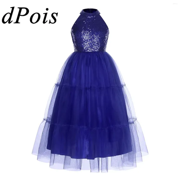 Scary Wear Girls Dress Sequin Kids Kidsless Sans manches en tulle Boule de bal Prom Enfants pour la fête d'anniversaire Dance Ball Holy Communion Robes