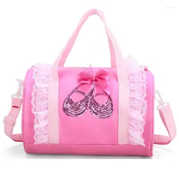 Sac de ballet de broderie pour filles sacs sacs à main rose pour enfants chaussures épaule toile de danse.