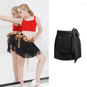 Stage Wear Girls Latin Danc Skirts Bandage Tassel oefenkleding kinderen danscompetitie DQS7153