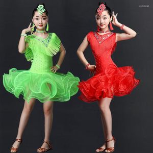 Vêtements de scène filles robes de danse latine Performance vêtements professionnel gland salle de bal robe vêtements pour enfants en Stock