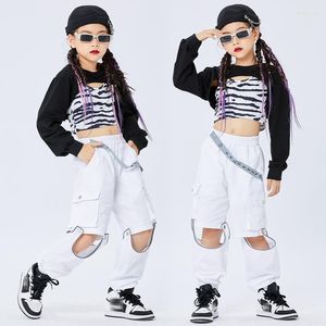 Stage Wear Girls Modern Dance Desse Jazz Crop Top Hip Hop Pants Long Sleeves Street Dancewear Practice Performance Performance DNV15492