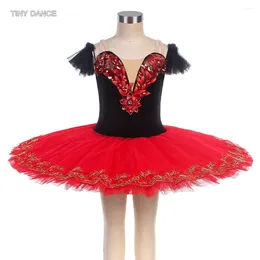 Stage Wear Meisjes Professionele Ballet Dans Tutu Zwart Fluwelen Lijfje Met Rode Pannenkoek Rok Vrouwen Ballerina Tutu Kleding