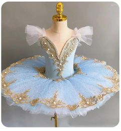 Portez des filles à paillettes de ballet professionnel robes de danse Dance Vêtements Swan Lake Pancake Ballerina Kids Costume