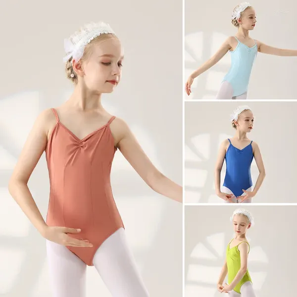 Stage Wear Filles Couleur unie Basic Ballet Danse Justaucorps Gymnastique Combinaison Examen / Vêtements d'entraînement Ballerine Enfants