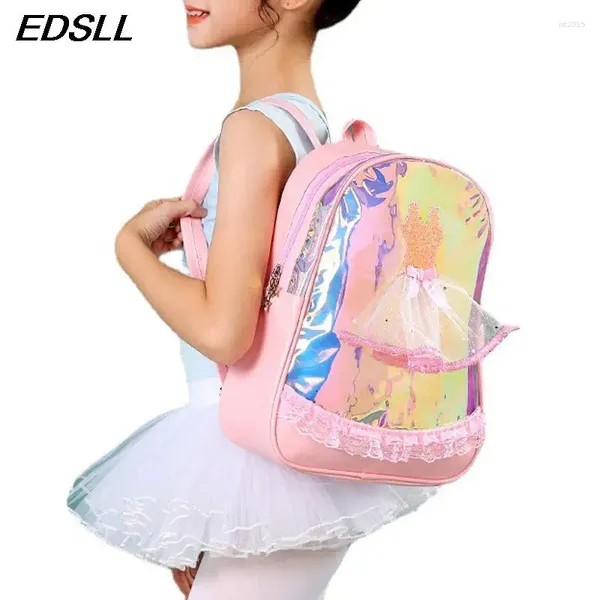 STAGE Wear Girls ’Sparkling grande capacité Latin Ballet Dance Backpack Laser Laser Patché coloré Sac Children Sports Storage