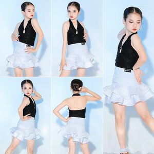 Stage Wear Girls' Style Training Latin Jupe Sling Dance Clothes Été Compétition pour enfants