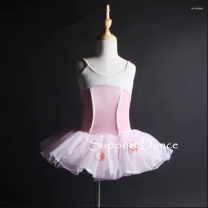 Stage Wear Filles Velours Camisole Ballet Tutu Robe Femmes Rose Performance Costume Soutien Danse C288