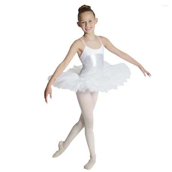 Etapa desgaste niñas ballet blanco tutus nylon / lycra camisola leotardo falda de tul duro niños vestido profesional clásico