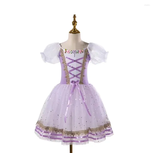 Porter la scène giselle ballet robe enfants ballerine costumes performance de danse professionnelle longue compétition de fille tutu romantique