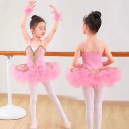 Stadiumkleding Gouden Lovertjes Professionele Ballet Tutu Volwassen Outfit Voor Meisjes Zwanenmeer Dans Ballerina Kostuums