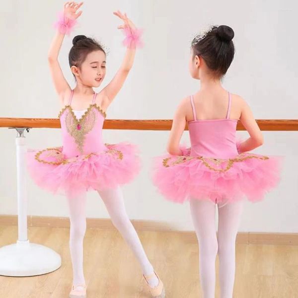 Escenario desgaste oro lentejuelas profesional ballet tutu traje adulto para niñas cisne lago danza bailarina trajes