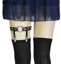 Vêtements de scène Tête gothique en cuir Rivet fait à la main Anneau de jambe Anneau de pied Porte-jarretelles Personnalité Fille Punk Accessoires Femmes