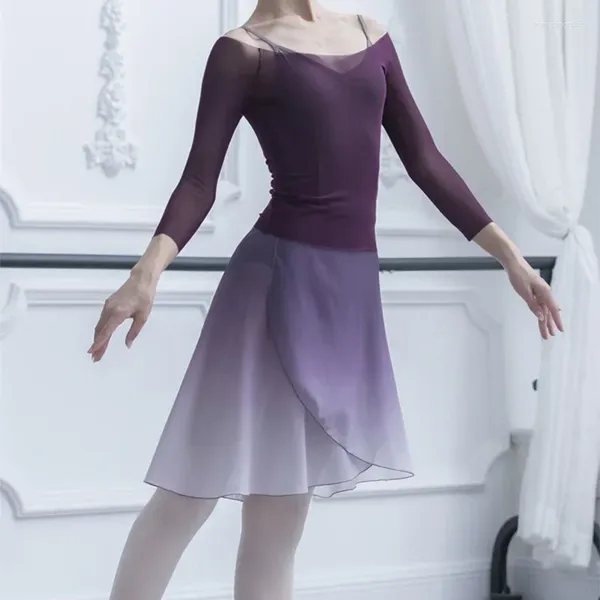 Robe de ballet dégradée pour femmes, jupe à lacets, gaze de danse, tutu pour filles dansantes, Costume de ballerine