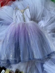 Vestido de tutú de Ballet largo degradado para adultos, disfraces románticos morados, faldas de baile de bailarina para niñas y mujeres