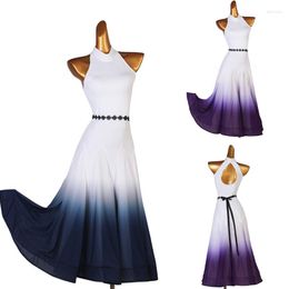 Stage Wear Gradient Modern Dancing Dress Women Party Latin Dance Volwassenen Ballroom Competum Kostuum Oefen Kleding SL8435