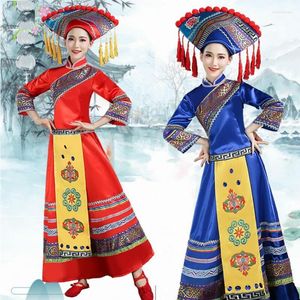 Stage Wear Guangxi Zhuang National Ethnic Minority volwassen danskostuum Vrouwen