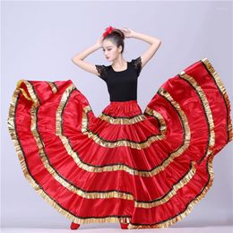 Stage Draag Gypsy Dames Draai Spaanse flamenco rok Polyester Satijn Smooth Big Swing Carnival Party Ballroom Belly Dance Costumes